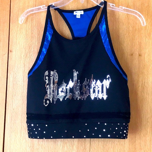Rebel Athletic XL ROCKSTAR sequin bling cropped tank bra top cheerleading dance - Picture 1 of 13